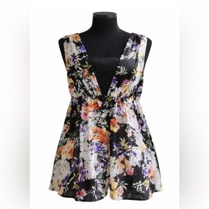 Little Mistress Floral Tulle Hem Skater Dress Size 20 Black